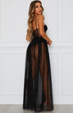 Women's Pure Color, Mesh Long Dress