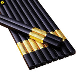 Household or Restaurants - Solid Wood, Matte Black, Alloy Chopsticks