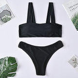 Solid Color Shoulder Split Swimsuit for Women