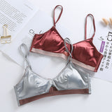 Glossy Ice Silk Triangle Cup Bra with Satin Panty Set