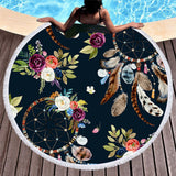 Bohemian Microfiber Round Beach Towel – Quick-dry Tassel Picnic & Pool Mat