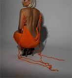 Bare-back Dress, Camisole Gown, Hip Skirt