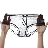 Full Transparent Panties, Women's Mesh Lace, Mid-waist Large Size Undies