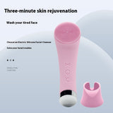 Silicone Facial Cleansing Brush, Electric Vibration Heating Cleanser