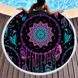 Bohemian Microfiber Round Beach Towel – Quick-dry Tassel Picnic & Pool Mat
