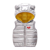 Children Warm Down Vest Autumn Baby Boys Girls Sleeveless Waistcoat, Kids Outerwear Hooded Jackets