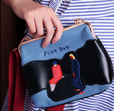 Vintage Velvet Canvas Embroidery Vintage Messenger Bag, Women in the 90s - Series of one Day