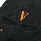 Three-hole Embroidered Knitted Hat, Thermal and Windproof Mask