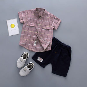 Short Sleeve Shirt and Short Pants Suit