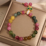 Natural Jade Color Tourmaline Butterfly Pendant Bracelet for Women