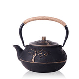 Cast Iron Peony Boiling Teapot, Pig Iron Teapot, Uncoated Tea Set