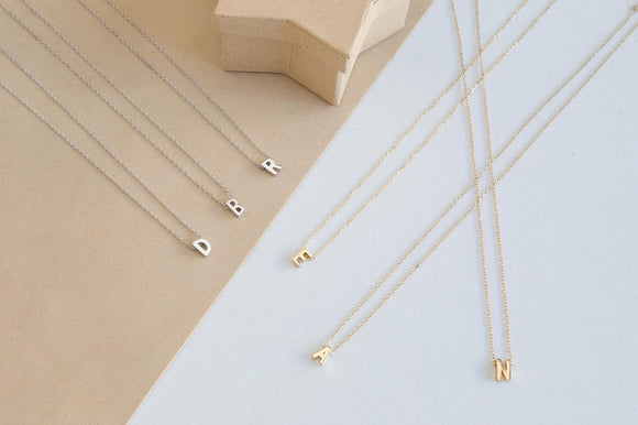 Tiny Initials Necklace for Women – English Letters Pendant Choker