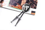 Punk Genuine Leather Polo Bow Tie, Retro Horse Alloy Necklace