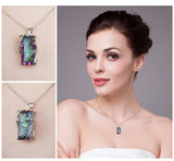 Rainbow Mystic Topaz Tourmaline Pendant Necklace in 925 Sterling Silver