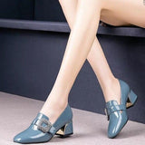 Women's Versatile Mid-heel Chunky Heel, Square Toe Shoes
