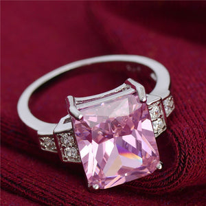 Coloured Agate Ring with AAA Rhodium-plated Zircon