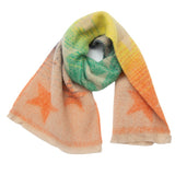 Women’s Gradient Star Scarf – Jacquard Knit Autumn Winter Circle Neck Wrap