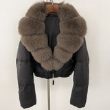 Fox Fur Collar Thick Short Down Jacket