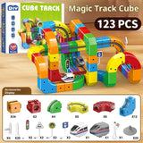 Small Train Track Cube Electric Assembled Building Block Toys