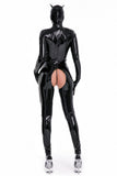 Shiny Faux Leather, PU Mirror Sexy Cat Suit