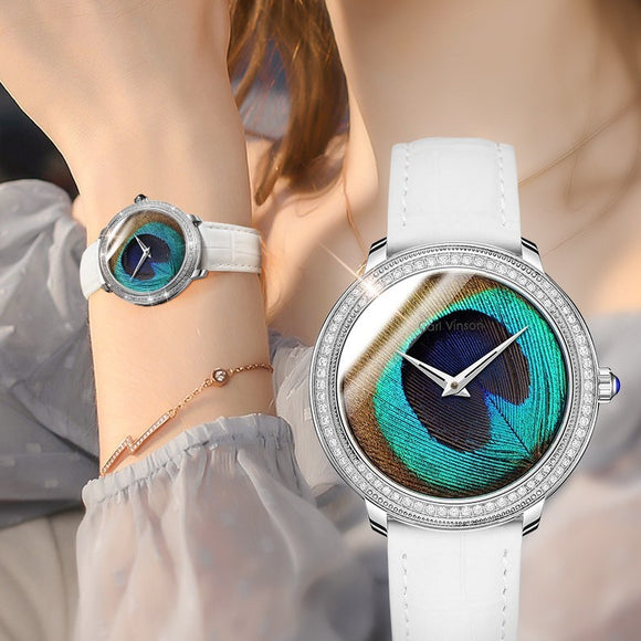 Women's Feather Waterproof Dial Belt Watch