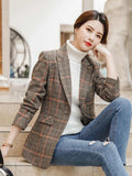 Plaid Women's Waist-slimming Casual Coat