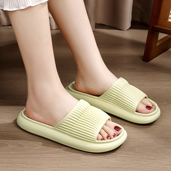 Solid Striped Design Home Slippers, Men Women's Fashion House