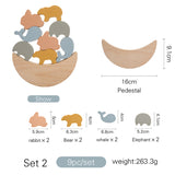 Nordic Style Wooden Animal Stacking Toys, Baby Food Grade Silicone Folding Cradle Accessories