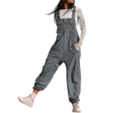 Women’s Cargo Bib Overalls – Tapered Fit Suspender Jumpsuit Casual Workwear