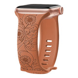 Laser Carved Embossed Brocade Sunflower Silicone Strap (Watch not Included)