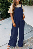 Fashion Square Neck Jumpsuit with Pockets, Spring Summer Casual Solid Color Loose Overalls