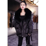 Black Fur Collar Cotton-padded Coat, Warm-keeping Jacket
