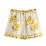 Loose Printed Long Shirt, Elastic Waist Shorts + Shirt Suit