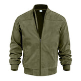 Men's Suede Solid Color, Casual Retro Jacket