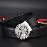Men's Rotating Automatic Buckle Belt, 3.5 cm Wide Crystal Diamond Design