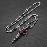 Retro Fashion European and American Style Diecast Snake Winding Wings Cross, Titanium Steel Necklace Heart-shaped Diamond Pendant