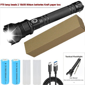 Aluminum Alloy Telescopic Zoom, USB Charging, XHP70 Strong Flashlight