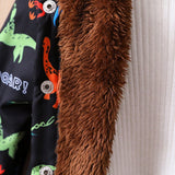 Children's Dinosaur Fleece Lined Coat, Winter Clothing