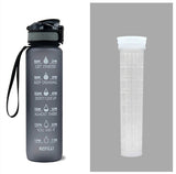 Tritan Water Bottle with Time Marker Bounce Cover, Motivational Water Bottle with Leakproof Lid for Sports Cycling and Outdoors