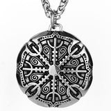 Vintage Nordic Rune Necklaces for Men, Stainless Steel Norse Runes Viking Pagan Elder Futhark Pendant, Amulet Fashion Jewelry