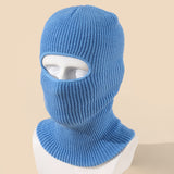 Single Hole, Solid Color Acrylic Mask, Knitted Hat