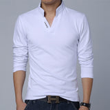 Long-sleeved Funky Solid Color T-shirt for Men