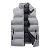 Stand Collar Slim-fit Zipper Cardigan, Casual Winter Thickened Vest Jacket, Cotton Waistcoat