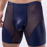Men's Fashion Casual Leather Transparent Mesh Shorts