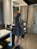 Women's Wide-shoulder Suit, Back Slit Profile Jacket
