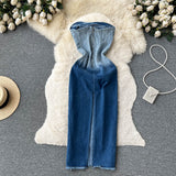 Women's Fashion, Temperament Skinny Breasted Denim Dress