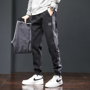 Fleece Lined Padded Warm Keeping Track Sweatpants, Loose Casual Pants