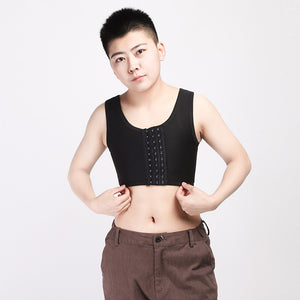 Front Buckle Corset, Les Short Handsome Mesh Buttoned Vest