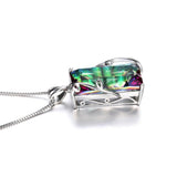 Rainbow Mystic Topaz Tourmaline Pendant Necklace in 925 Sterling Silver