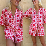New Polo Shorts + Sleeved Pocket Collar Shirt, Women's Suit